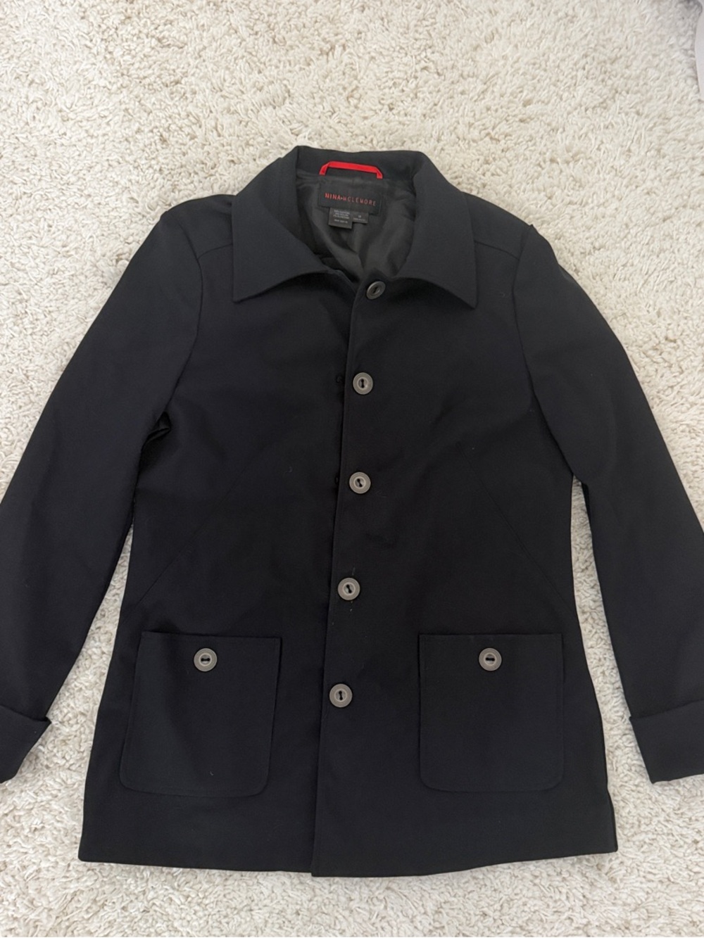 Nina McLemore Blazer Women Navy Blue Cotton Button down size M